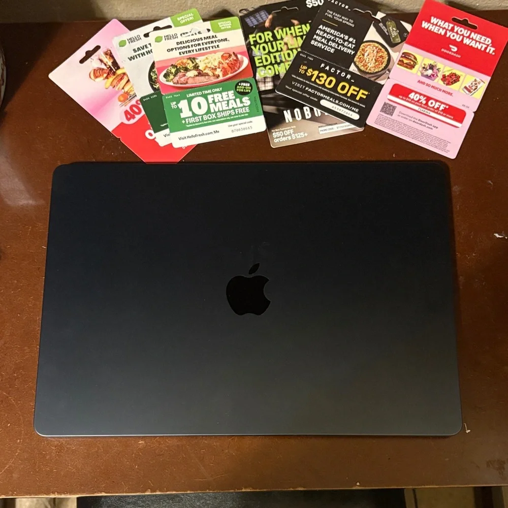 Mac book air 2023 asking 1015 comes with six coupons original box and stickers.